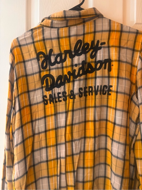 Harley-Davidson Tops - Harley-Davidson Yellow Plaid Button-Down Shirt with Embroidered Logo